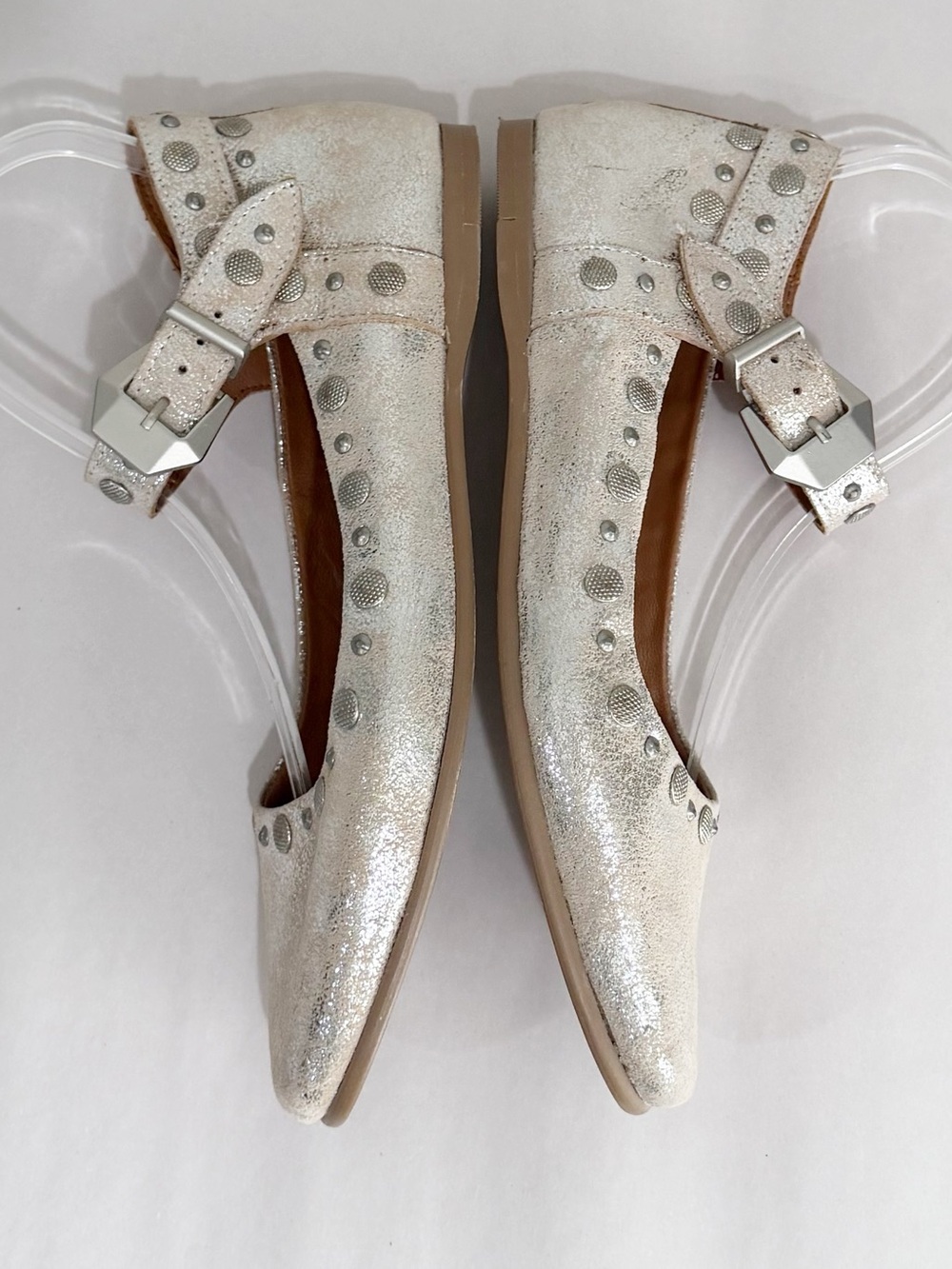 FREE PEOPLE Mystic Mary Jane Flats Champagne Studded Festival Size 38 - Picture 9 of 14